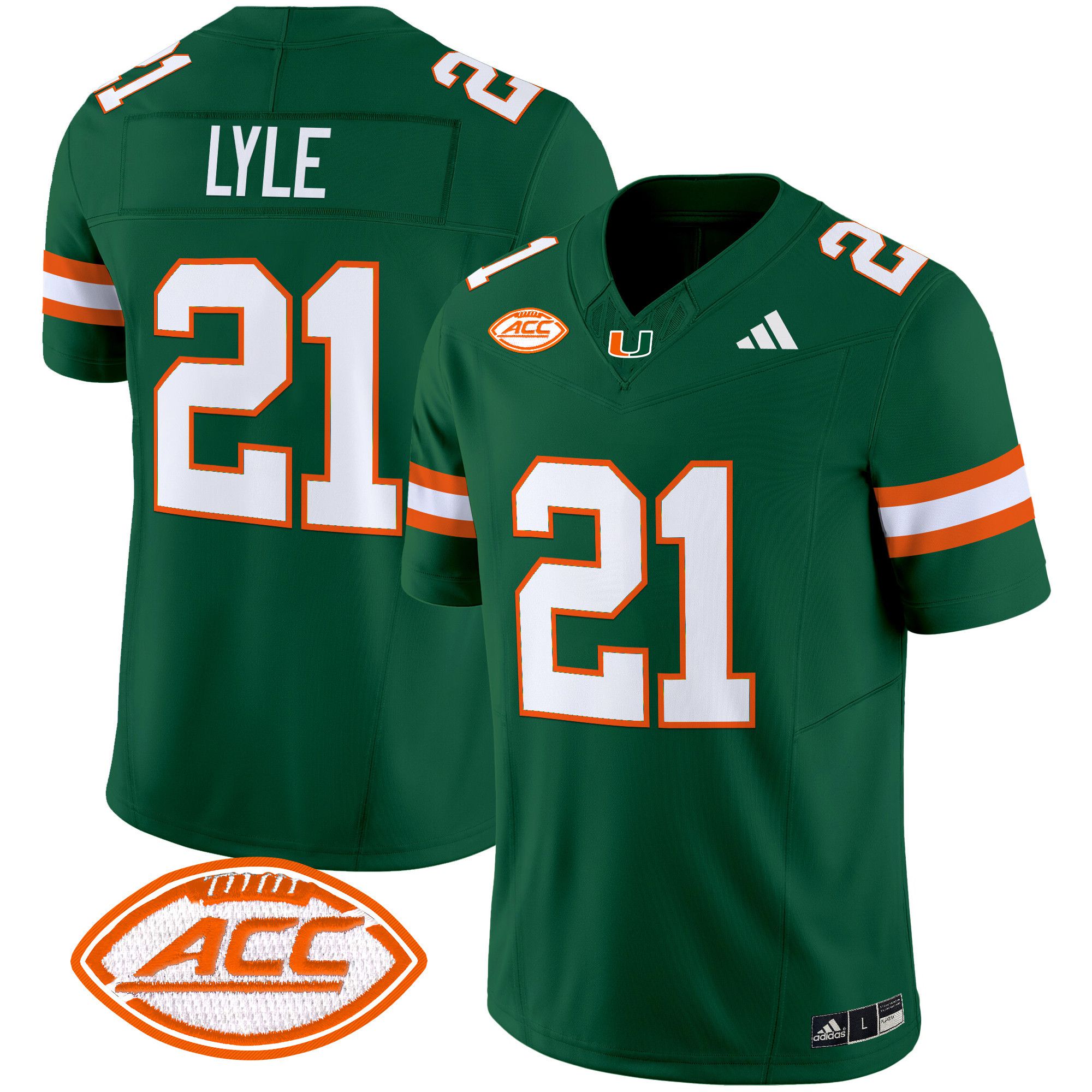 Men Miami Hurricanes #21 Lyle Green 2024 Vapor Limited NCAA Jersey style 1->ncaa teams->NCAA Jersey